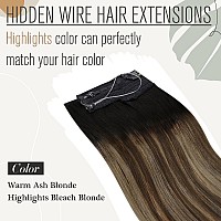 Sunny Invisible Wire Hair Extensions Black Ombre Clip In Hair Extensions With Transparent Wire Balayage Black Roots To Dark Brow