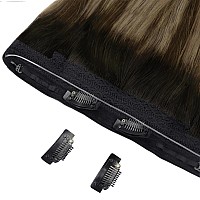 Sunny Invisible Wire Hair Extensions Black Ombre Clip In Hair Extensions With Transparent Wire Balayage Black Roots To Dark Brow