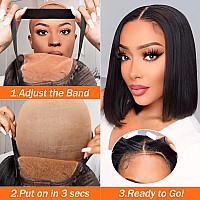 Aisi Glueless Bob Wig Human Hair Pre Plucked Short Straight Bob Wigs For Black Women Pre Cut 4X4 Lace Closure Hd Transparent Glu