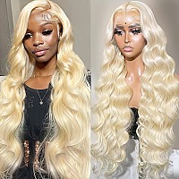 Alimubi 613 Lace Front Wig Human Hair Body Wave 613 13X6 Lace Front Wig Human Hair 200 Density 28 Inch Blonde Wig Human Hair28