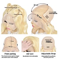 Alimubi 613 Lace Front Wig Human Hair Body Wave 613 13X6 Lace Front Wig Human Hair 200 Density 28 Inch Blonde Wig Human Hair28