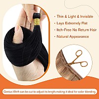 Full Shine Genius Weft Hair Extensions Virgin Human Hair Extensions Hand Tied Weft Hair Extensions For Women Color Jet Black Sew