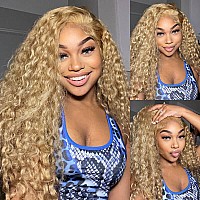 Honey Blonde Curly Lace Front Wig Human Hair Hd Lace Human Hair Wig For Women 27 Wig With Baby Hair 150 Pre Plucked With Natur