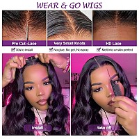 Uonoco Glueless Wigs Human Hair Pre Plucked Pre Cut 5X5 Hd Lace Closure Wigs Human Hair Wear And Go Glueless Wig 180 Density Bo