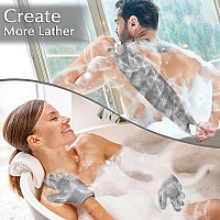 Anezus Exfoliating Back Scrubber Bath Gloves Set Exfoliating Shower Towel With Shower Gloves For Body Scrub Back Cleaner Wash