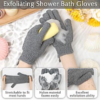 Anezus Exfoliating Back Scrubber Bath Gloves Set Exfoliating Shower Towel With Shower Gloves For Body Scrub Back Cleaner Wash