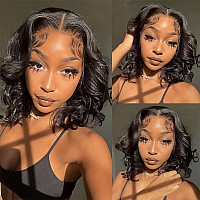 A Future Tongmei 16 Inch Body Wave Bob Wig Human Hair 13X4 Hd Lace Frontal Bob Wigs Human Hair Free Part 180 Density Loose Wavy