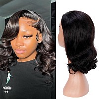 12 Inch Short Bob Wig Human Hair Body Wave 13X4 Hd Lace Frontal Bob Wigs Human Hair Free Part 180 Density Loose Wavy Bob Lace F