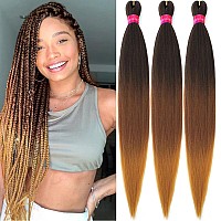 Colors Braiding Hair Pre Stretched 28 Inches 3 Bundles Extensions Kanekalon Synthetic Hair Three Color Mix Diy Combinations