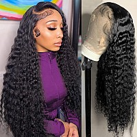 Xsy Deep Wave Lace Front Wigs Human Hair Curly Wig Preplucked 200 Density 13X4 Hd Lace Frontal Wigs Human Hair Natural Hairlin