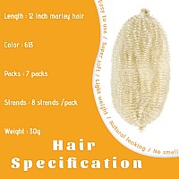 Marley Twist Braiding Hair 12 Inch 7 Packs Blonde Spring Twist Hair Springy Afro Twist Hair Soft Marley Hair For Wrapping Locs C