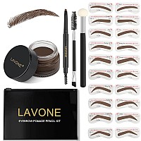 Lavone Eyebrow Stamp Stencil Kit Brow Stamp Trio Kit With Waterproof Eyebrow Pencil Eyebrow Pomade 20 Eyebrow Stencils Dual