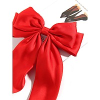 Susulu Large Hair Bow Clips For Women Red Royal Blue Hair Bows Slides For Girls Satin Hair Barrettes With Long Ribbon Tailweddi