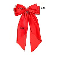 Susulu Large Hair Bow Clips For Women Red Royal Blue Hair Bows Slides For Girls Satin Hair Barrettes With Long Ribbon Tailweddi