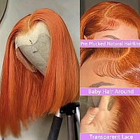 Ginger Orange Lace Front Wigs Human Hair For Black Woman Pre Plucked 13X4 Hd Ginger Bob Lace Frontal Wigs Human Hair 150 Densit