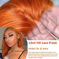 Ginger Orange Lace Front Wigs Human Hair For Black Woman Pre Plucked 13X4 Hd Ginger Bob Lace Frontal Wigs Human Hair 150 Densit