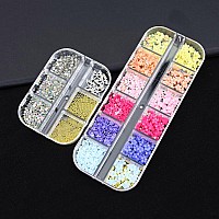 Votacos 3D Flowers Nail Charms 3D Pink Pastel Acrylic Flower For Nails Gold Caviar Beads Nail Decorations Mixed Rhinestones Kit