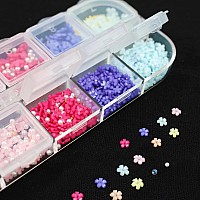 Votacos 3D Flowers Nail Charms 3D Pink Pastel Acrylic Flower For Nails Gold Caviar Beads Nail Decorations Mixed Rhinestones Kit