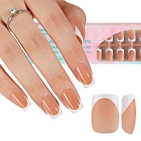 Misssix French Gel Nail Tips 160Pcs French Tip Press On Nails Short Square Brown No Need To File Tips Prelasting Fake Nails