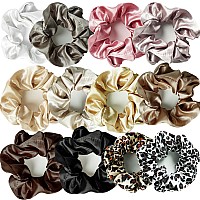 Cutebe 12 Pack Hair Ties Satin Hair Scrunchies For Women Soft Elastic Hair Ties No Damage Ponytail Holders Rubber Bands Hair Acc