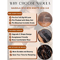 Nadula Ombre Highlight Glueless Short Bob Wig 7X5 Hd Bye Bye Knots Loose Body Wave Human Hair Wig Pre Plucked Pre Cut Lace Ombre