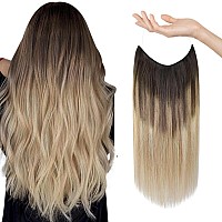 Sunny 80G Wire Hair Extensions Balayage Brown Invisible Hair Extensions Wire With Adjustable Clips Human Hair Extensions Wire Ba