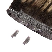 Sunny 80G Wire Hair Extensions Balayage Brown Invisible Hair Extensions Wire With Adjustable Clips Human Hair Extensions Wire Ba