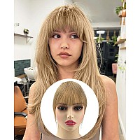 Mymyda Clip In Bangs 100 Real Human Hair Extensions Clip On Wispy Bangs For Women Fringe With Temples Hairpieces Light Blonde C