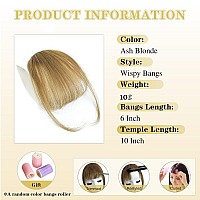 Mymyda Clip In Bangs 100 Real Human Hair Extensions Clip On Wispy Bangs For Women Fringe With Temples Hairpieces Light Blonde C