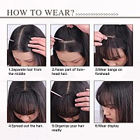 Mymyda Clip In Bangs 100 Real Human Hair Extensions Clip On Wispy Bangs For Women Fringe With Temples Hairpieces Light Blonde C