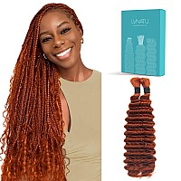 Lvnatu Ginger Boho Human Braiding Hair Color 350 For Bohemian Knotless Braids Deep Wave Bulk No Weft 2 Bundles 100G 22 Inch