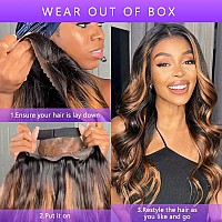 Wear And Go Glueless Wig Honey Blonde Wigs Human Hair 30 Inch Highlight Ombre 1B30 Body Wave Lace Front Wigs Human Hair Pre Plu