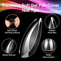 Inenk Wide Short Almond Nail Tips Professional Gel Tips Are Designed For Short Small Wide Nail Beds Enhance Your Nail Extensi