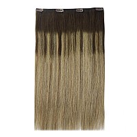 Full Shine Clip In Human Hair Extensions Ombre Remy Hair Extensions Double Weft Dark Brown To Ash Brown And Honey Blonde Clip In