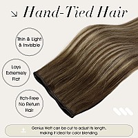 Full Shine Genius Weft Hair Extensions Human Hair Hand Tied Weft Extensions Soft Silky Hair Color Medium Brown To Honey Blonde M