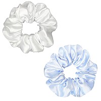 Sufermoe 12 Pcs Satin Silk Hair Scrunchies Assorted Light Color 45 Inch Hair Ties For Women Girls