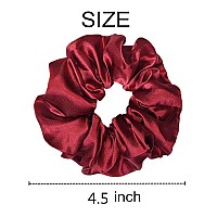 Sufermoe 12 Pcs Satin Silk Hair Scrunchies Assorted Red 45 Inch Hair Ties For Women Girls