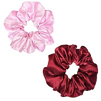 Sufermoe 12 Pcs Satin Silk Hair Scrunchies Assorted Red 45 Inch Hair Ties For Women Girls