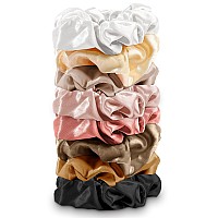 Cutebe 8 Pack Hair Ties Satin Hair Scrunchies For Women Soft Elastic Hair Ties No Damage Ponytail Holders Rubber Bands Hair Acce