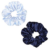 Sufermoe 12 Pcs Satin Silk Hair Scrunchies Assorted Blue 45 Inch Hair Ties For Women Girls