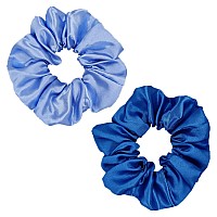 Sufermoe 12 Pcs Satin Silk Hair Scrunchies Assorted Blue 45 Inch Hair Ties For Women Girls