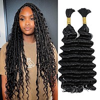 Human Braiding Hair Deep Wave Bulk Human Hair For Braiding No Weft 2 Bundles 100G Wet And Wavy Human Braiding Hair For Boho Brai