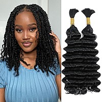 Human Braiding Hair Deep Wave Bulk Human Hair For Braiding No Weft 2 Bundles 100G Wet And Wavy Human Braiding Hair For Boho Brai