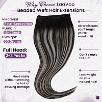 Laavoo Beaded Weft Hair Extensions Human Hair Microbead Hair Extensions Ombre Off Black To Silver Grey Hair Extensions Real Huma