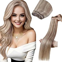 Laavoo Human Hair Weft Extensions Blonde Highlights Weft Hair Extensions Human Hair Ash Blonde Highlights Sew In Hair Extensions