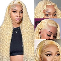 Hotlove 613 Lace Front Wig Human Hair 13X6 Transparent Lace 613 Hd Lace Frontal Wig For Women 12A Deep Wave Blonde Lace Front W