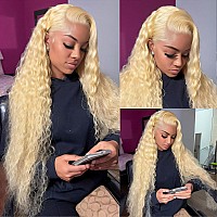 Hotlove 613 Lace Front Wig Human Hair 13X6 Transparent Lace 613 Hd Lace Frontal Wig For Women 12A Deep Wave Blonde Lace Front W