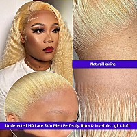 Hotlove 613 Lace Front Wig Human Hair 13X6 Transparent Lace 613 Hd Lace Frontal Wig For Women 12A Deep Wave Blonde Lace Front W