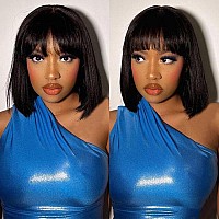 Sakalaka Bob Wig Human Hair With Bangs Short Black Bob Wigs For Women Human Hair Brazilian Virgin Straight Hair Bob Wigs With Ba