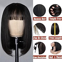 Sakalaka Bob Wig Human Hair With Bangs Short Black Bob Wigs For Women Human Hair Brazilian Virgin Straight Hair Bob Wigs With Ba